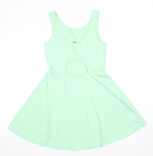 Divided by H&M Womens Green Polyacrylate Fibre Fit & Flare Size 12 Scoop Neck Pullover
