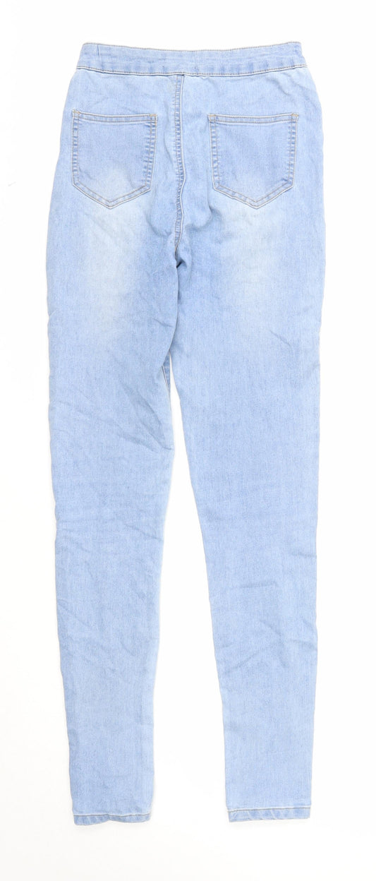 Boohoo Womens Blue Cotton Skinny Jeans Size 6 Regular Zip