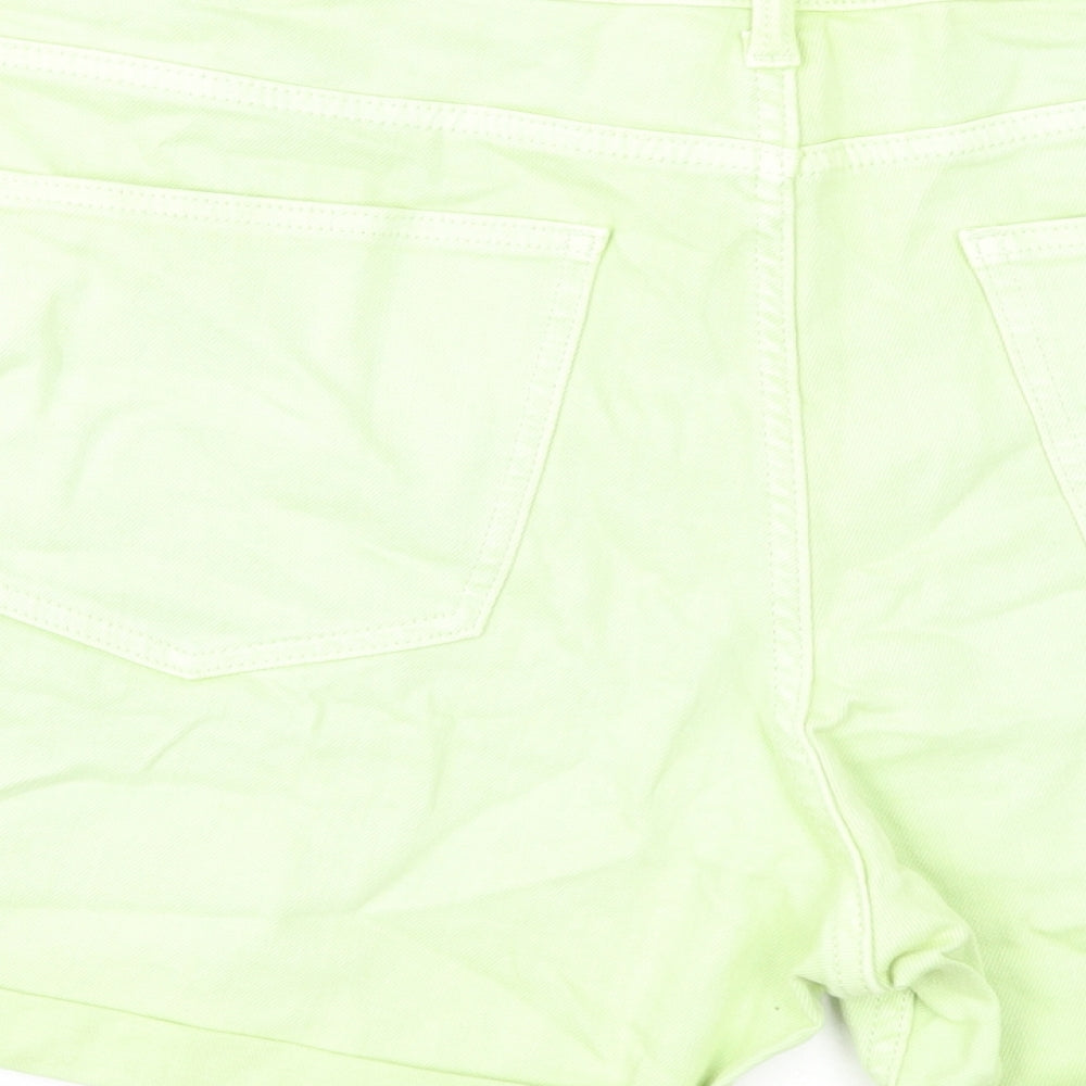 Marks and Spencer Womens Green Cotton Boyfriend Shorts Size 22 Regular Zip