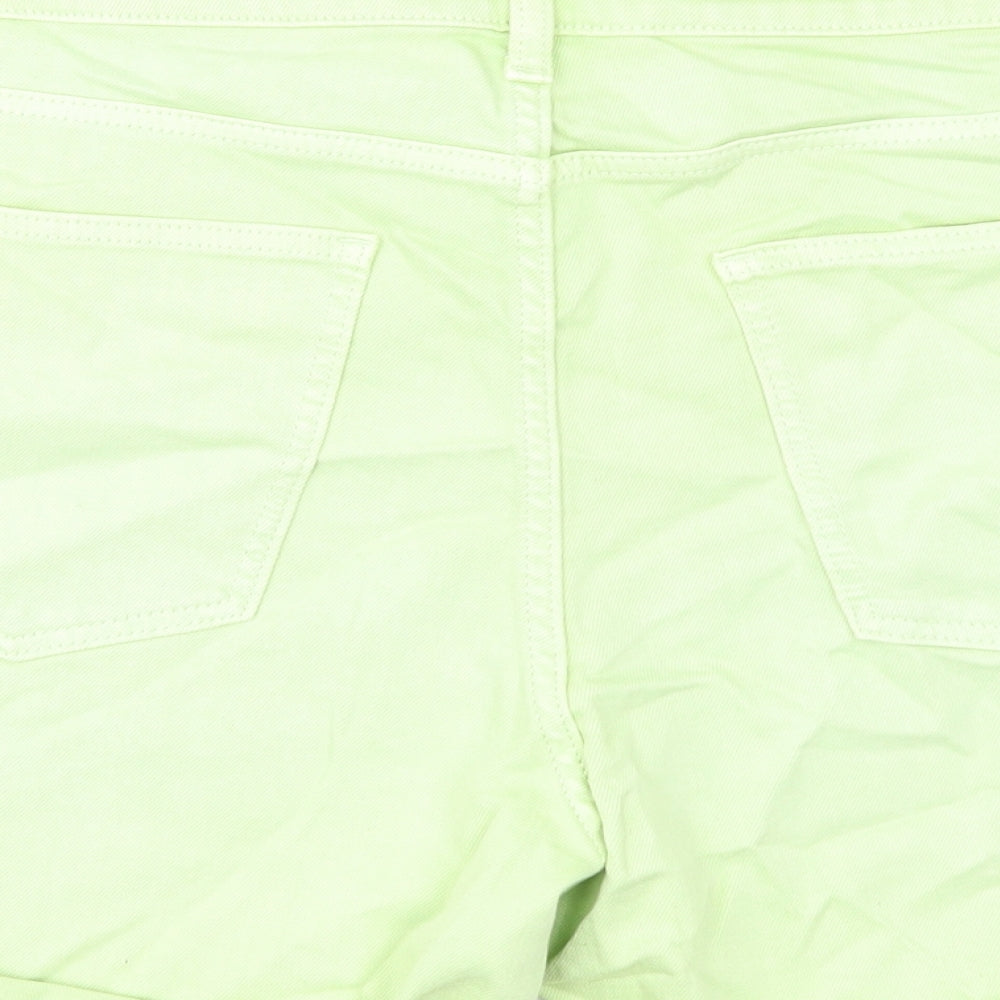 Marks and Spencer Womens Green Cotton Boyfriend Shorts Size 22 Regular Zip