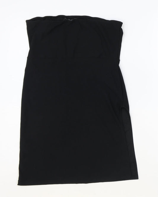 PRETTYLITTLETHING Womens Black Polyester Mini Size 10 Off the Shoulder Pullover