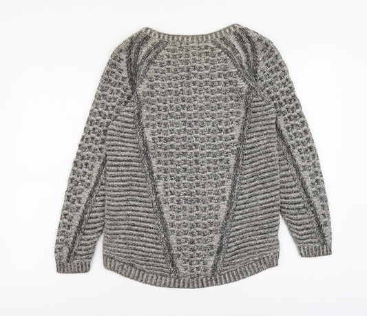 George Womens Beige Boat Neck Geometric Acrylic Pullover Jumper Size 8