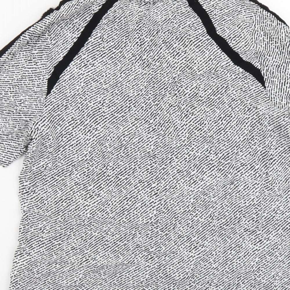 John Lewis Womens Black Geometric Viscose Basic Blouse Size 12 Round Neck