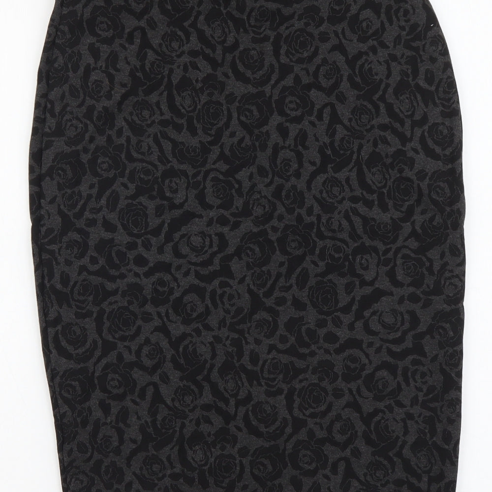 Marks and Spencer Womens Grey Floral Viscose Straight & Pencil Skirt Size 10