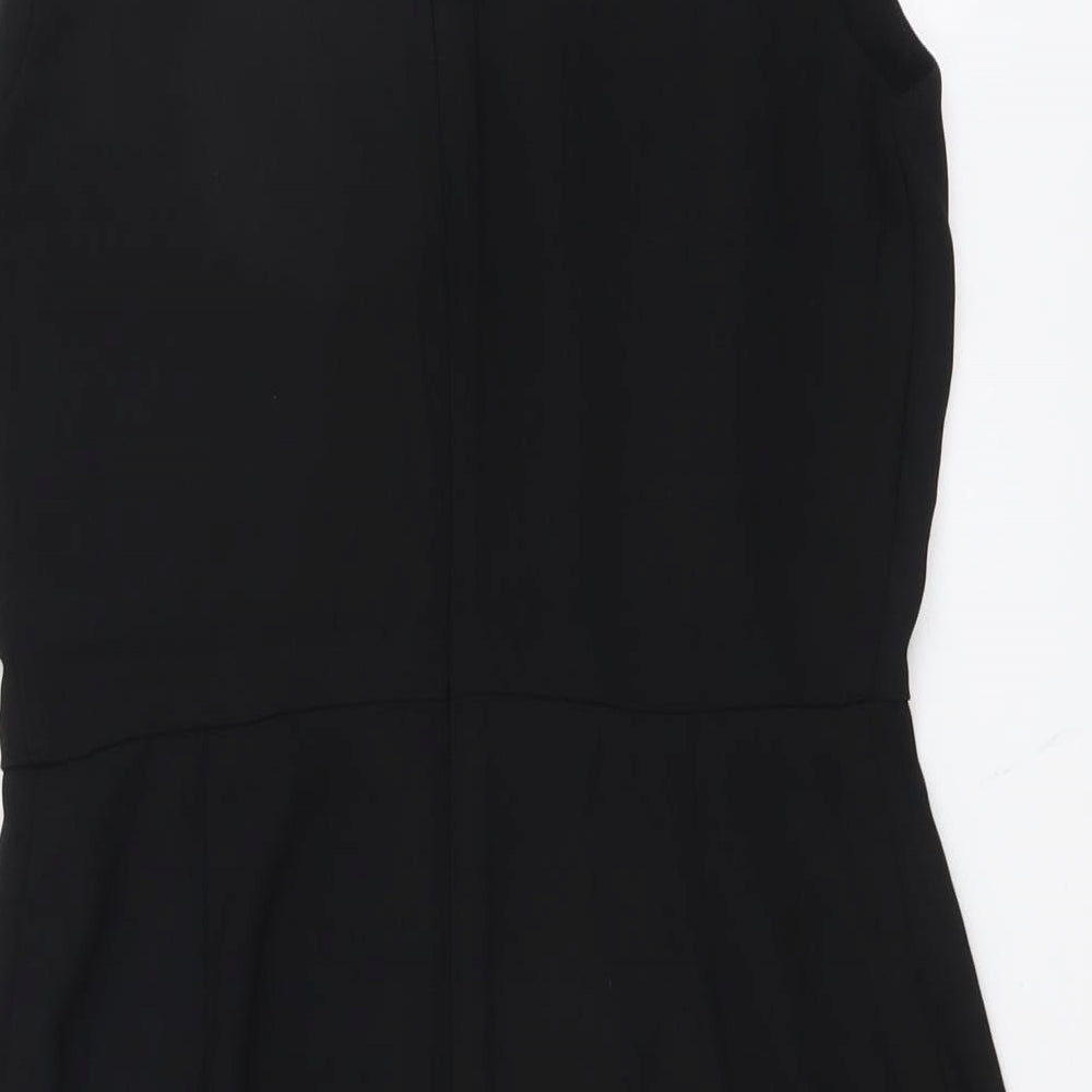 Brand and care label for Lola Skye women’s black polyester a-line, size UK 8, scoop neck zip