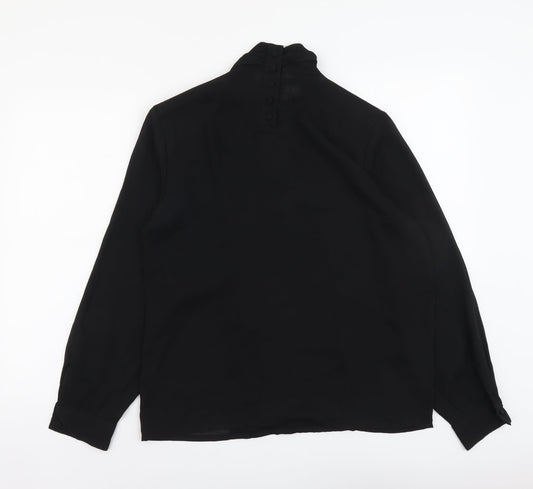 Collection Womens Black Polyester Basic Blouse Size 10 High Neck