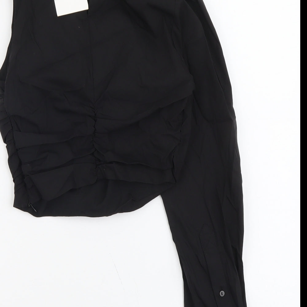 Womens UK Size XS Zara Black Cropped Blouse