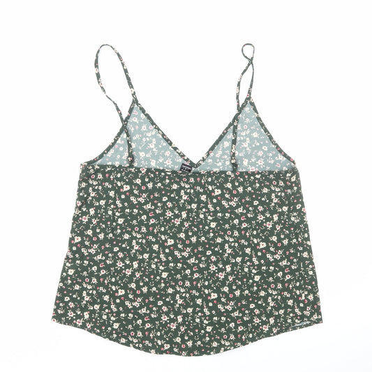 SheIn Womens Green Floral Polyester Camisole Tank Size S V-Neck