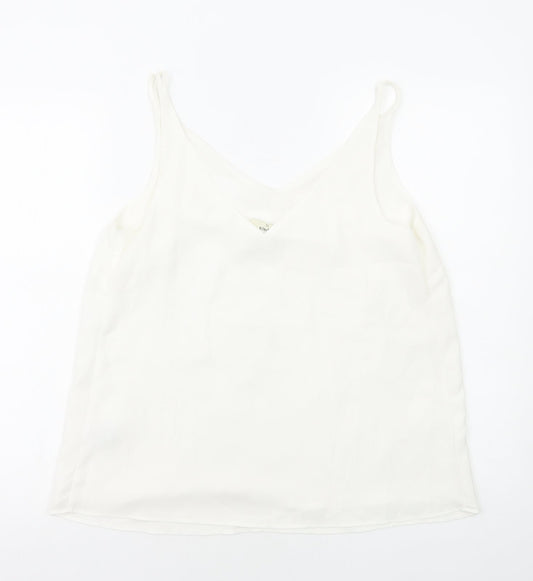 Papaya Womens White Polyester Basic Tank Size 12 V-Neck
