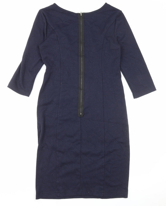 Atmosphere Womens Blue Viscose A-Line Size 12 Round Neck Zip