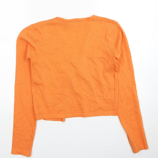 Daisy Street Womens Orange V-Neck Polyester Cardigan Jumper Size 10