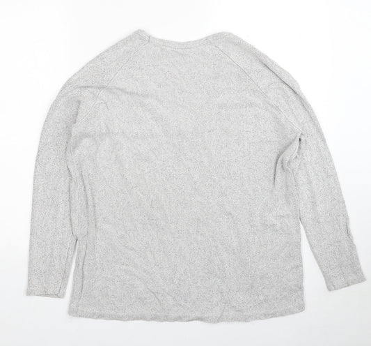 Brandy Melville Womens Grey V-Neck Cotton Pullover Jumper One Size