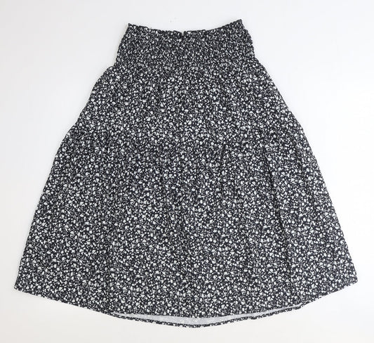 Back view of SheIn women’s black floral polyester peasant skirt, size S