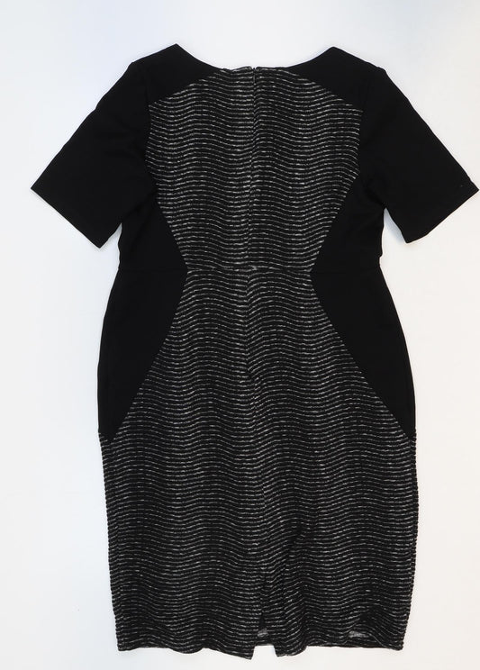 Monsoon Womens Black Viscose A-Line Size 16 V-Neck Zip