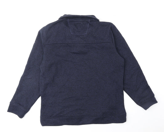 Maine Mens Blue High Neck Polyester Henley Jumper Size M Long Sleeve