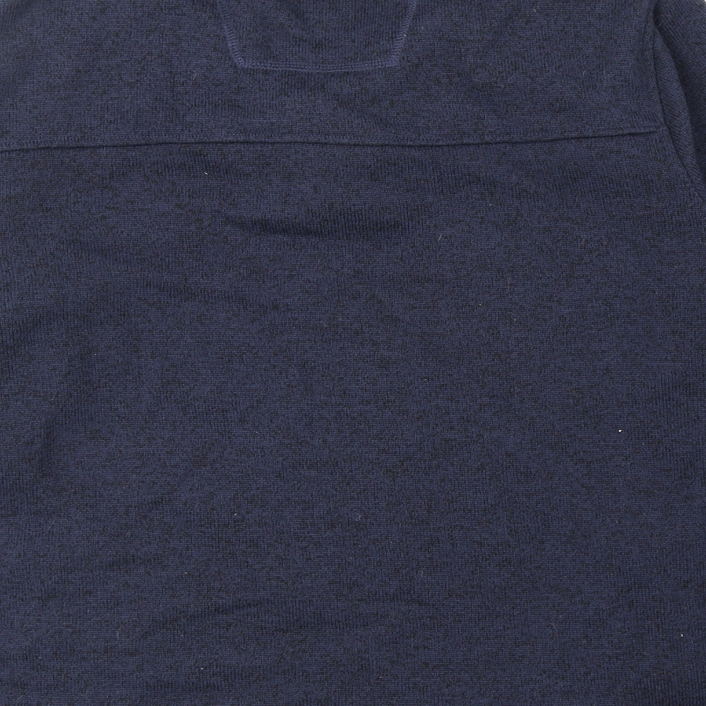 Maine Mens Blue High Neck Polyester Henley Jumper Size M Long Sleeve