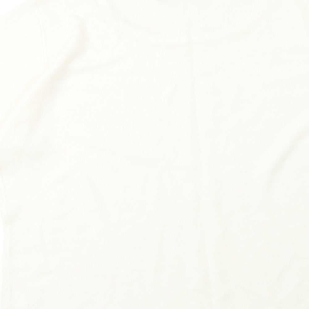 Editions Womens Ivory Acrylic Basic T-Shirt Size 14 Round Neck