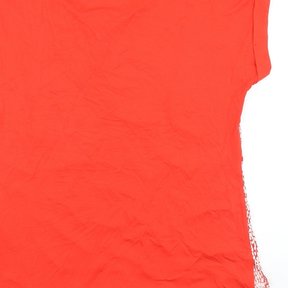 F&F Womens Red Geometric Viscose Basic Blouse Size 12 Round Neck