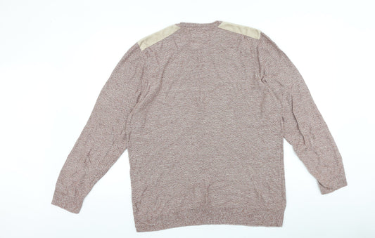 River Island Mens Red Round Neck Cotton Pullover Jumper Size L Long Sleeve