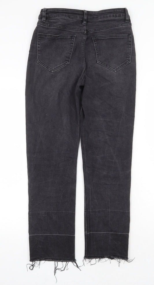 NEXT Womens Grey Cotton Straight Jeans Size 6 Regular Zip