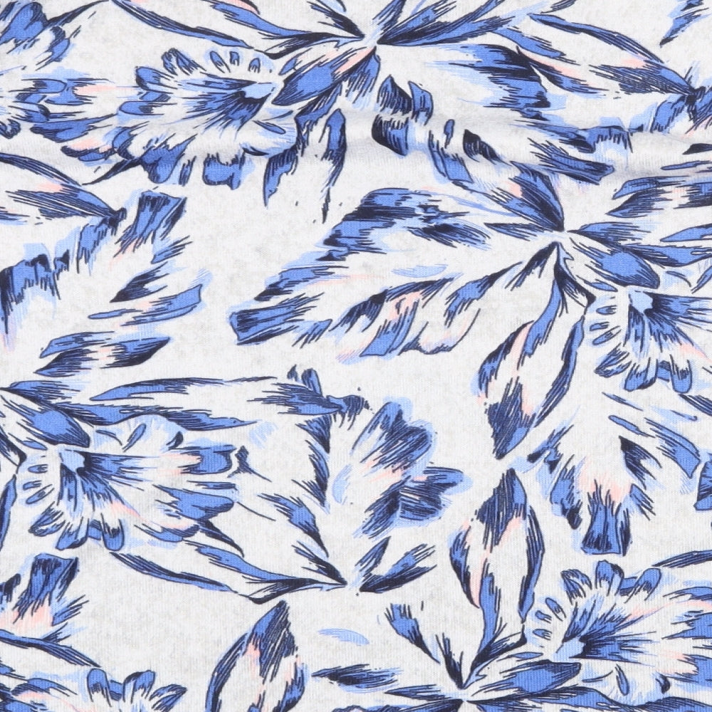 Nutmeg Womens Grey Round Neck Floral Polyester Pullover Jumper Size 12