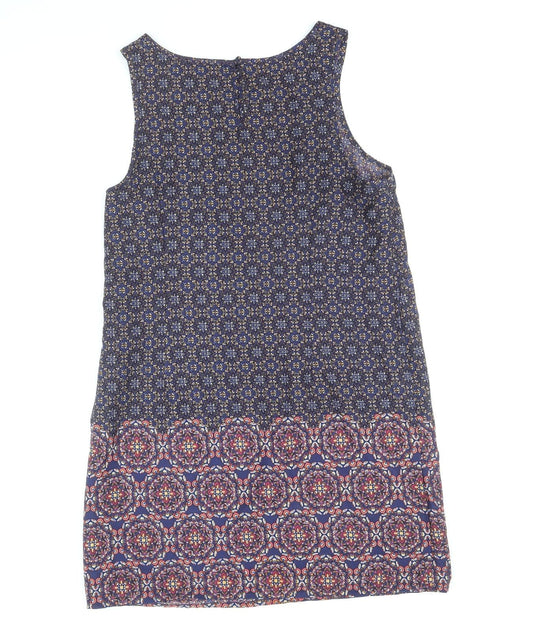 New Look Womens Multicoloured Geometric Polyester A-Line Size 14 Round Neck