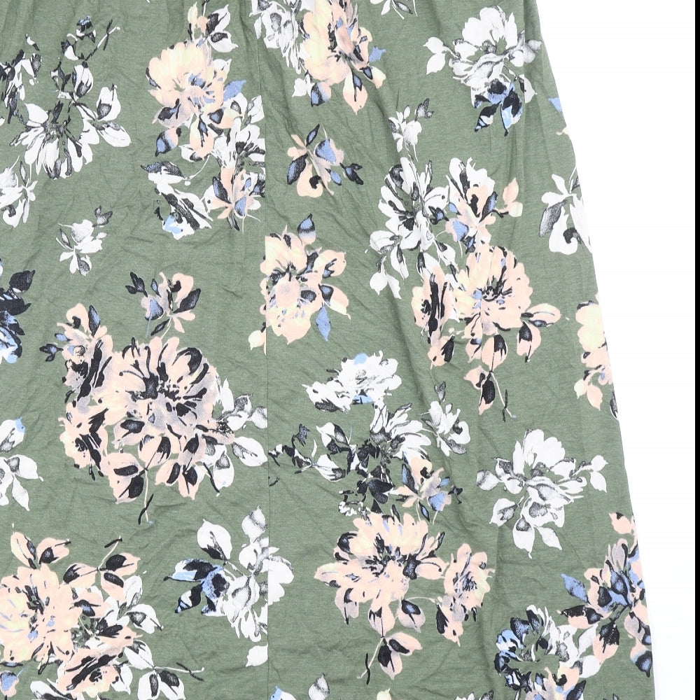 George Womens Green Floral Polyester Straight & Pencil Skirt Size 32 in Drawstring