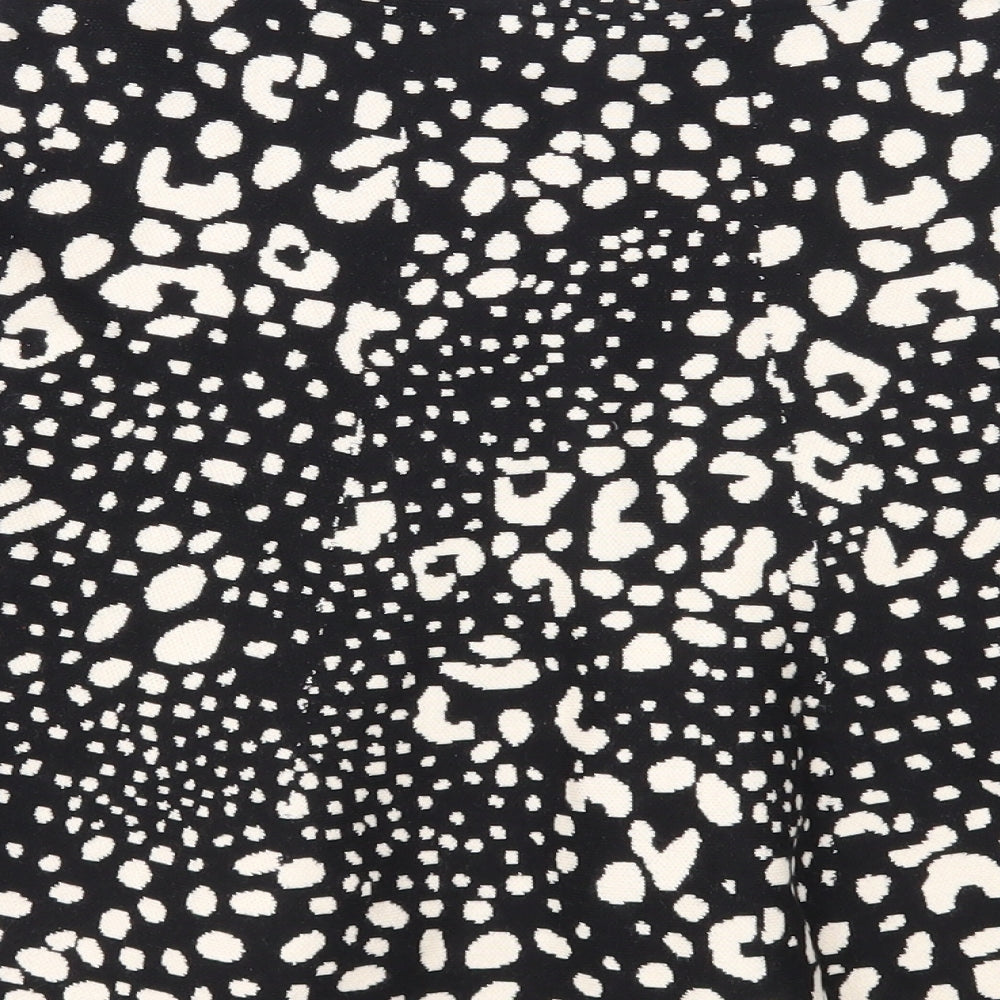 Oasis Womens Black Geometric Wool Skater Skirt Size M