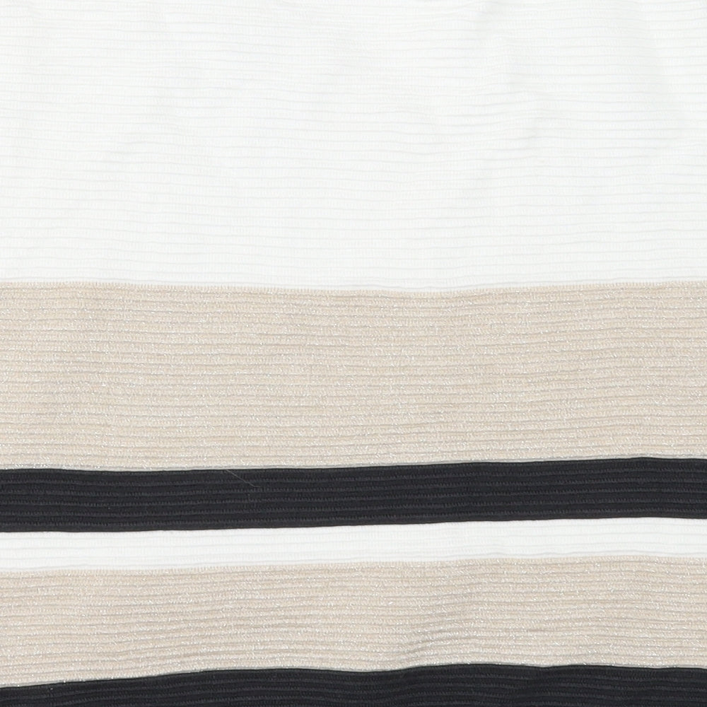 F&F Womens White V-Neck Viscose Pullover Jumper Size 12