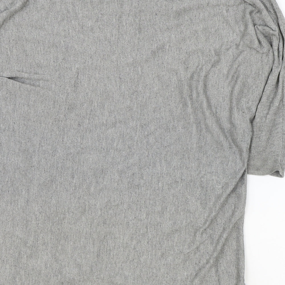 Papaya Womens Grey Polyester Basic T-Shirt Size M V-Neck