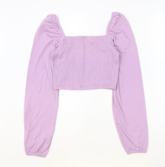 Womens UK Size XS Divided Purple Cropped Blouse