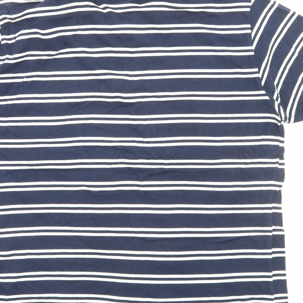 Modern Casuals Mens Blue Striped Cotton Polo Size M Collared Pullover