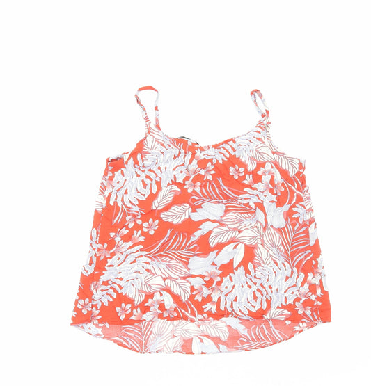 George Womens Red Floral Viscose Basic Tank Size 12 Cowl Neck