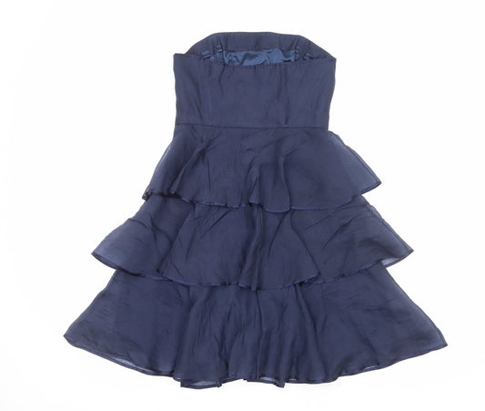 Coast Womens Blue Lyocell A-Line Size 10 Off the Shoulder Zip