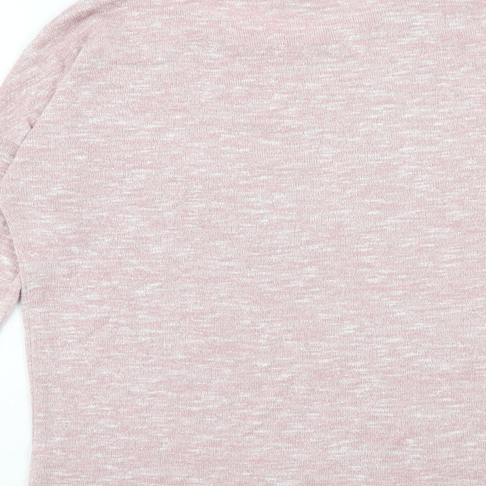 TU Womens Pink Polyester Basic Blouse Size 8 Round Neck