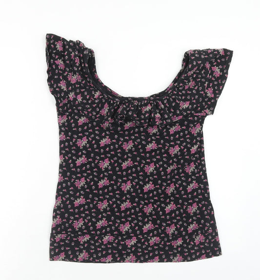 Womens UK Size 10 Atmosphere Black Basic T-Shirt