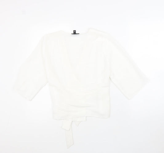 Womens UK Size 6 Topshop White Wrap Blouse