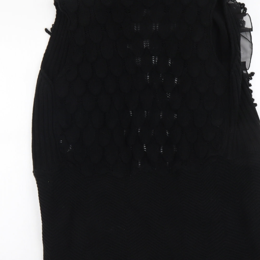 Izabel Womens Black V-Neck Acrylic Cardigan Jumper Size 10