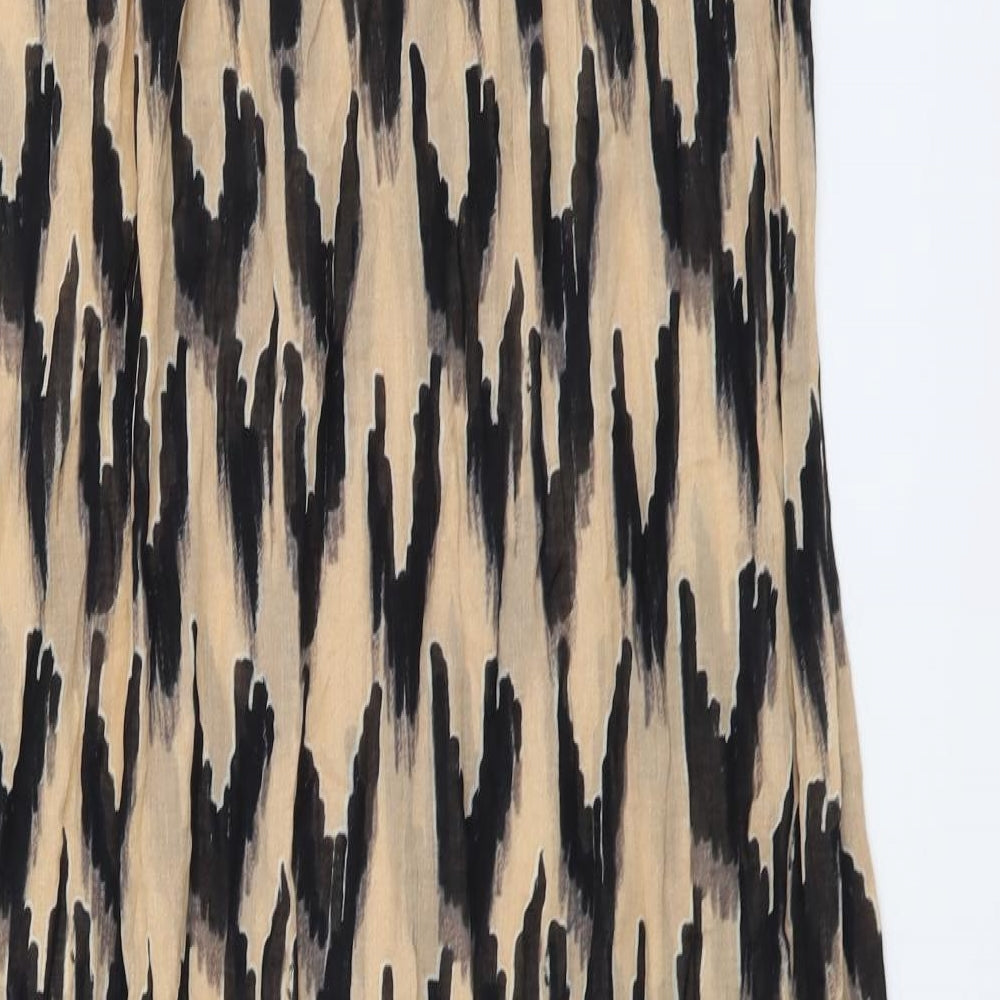 Topshop Womens Brown Geometric Viscose Fit & Flare Size S Off the Shoulder Pullover