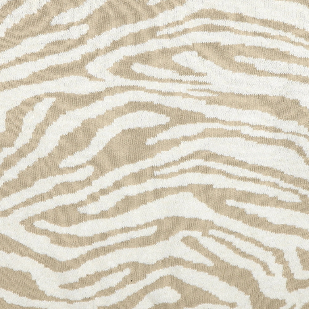 George Womens Beige Round Neck Animal Print Polyester Pullover Jumper Size 12