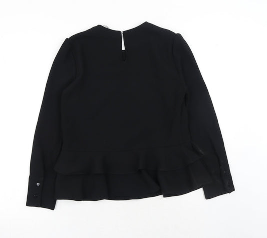 Womens UK Size S Zara Black Basic Blouse