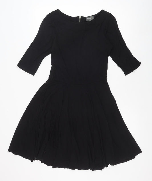 Apricot Womens Black Viscose Trapeze & Swing Size S Boat Neck Zip