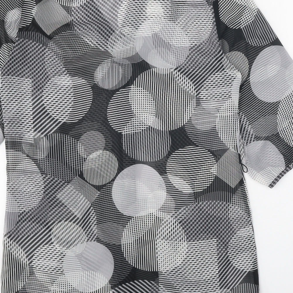 George Womens Black Geometric Polyester Basic Button-Up Size 8 Collared