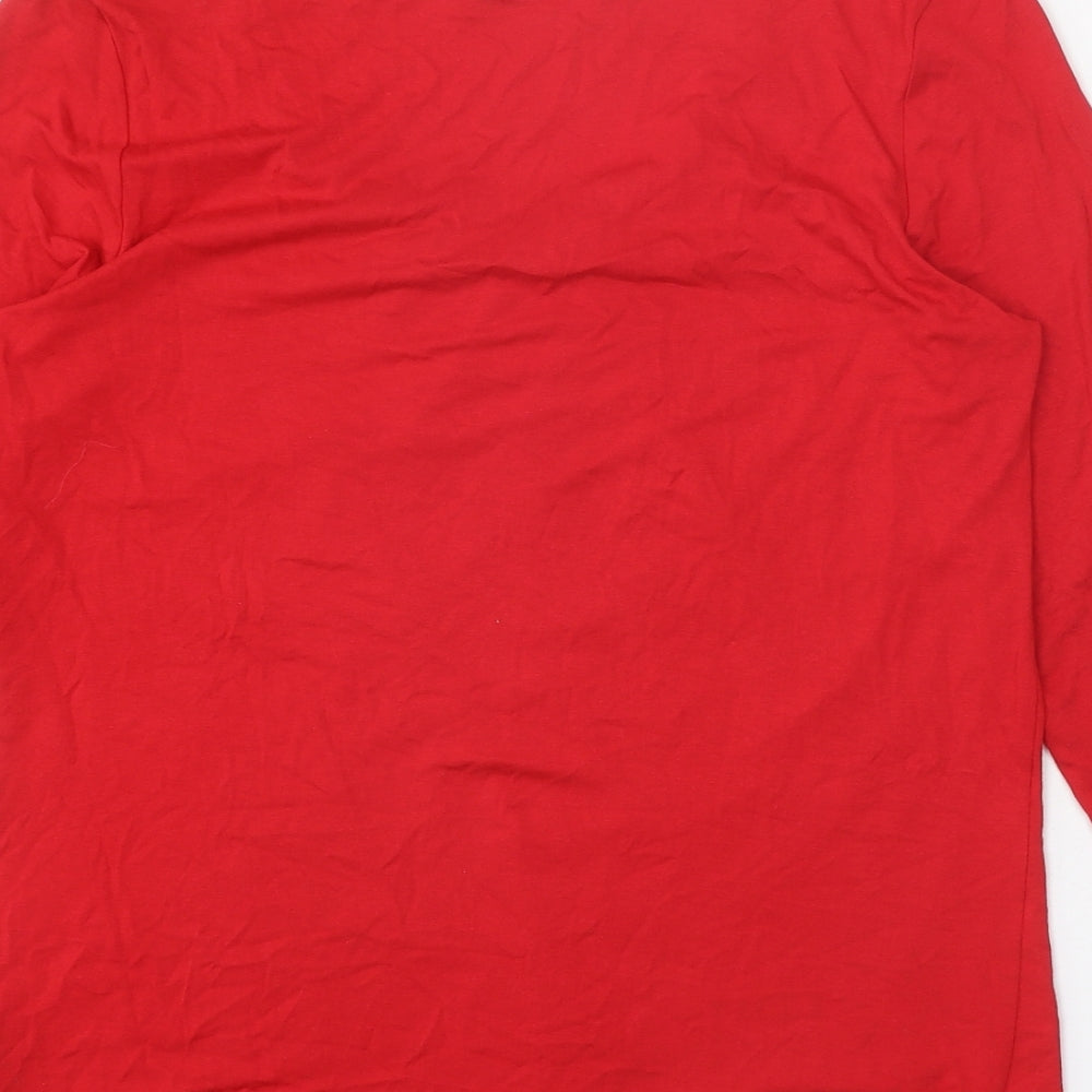 George Womens Red Viscose Basic Blouse Size 10 V-Neck