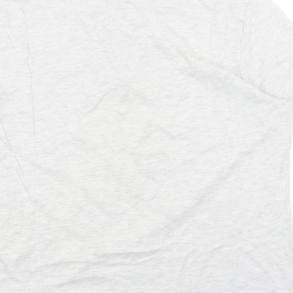 F&F Girls Grey Cotton Basic T-Shirt Size L V-Neck Button