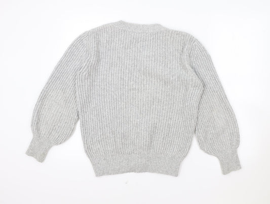 Primark Womens Grey V-Neck Acrylic Pullover Jumper Size XS