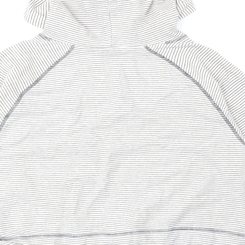 F&F Womens White Round Neck Striped 100% Cotton Pullover Jumper Size 8