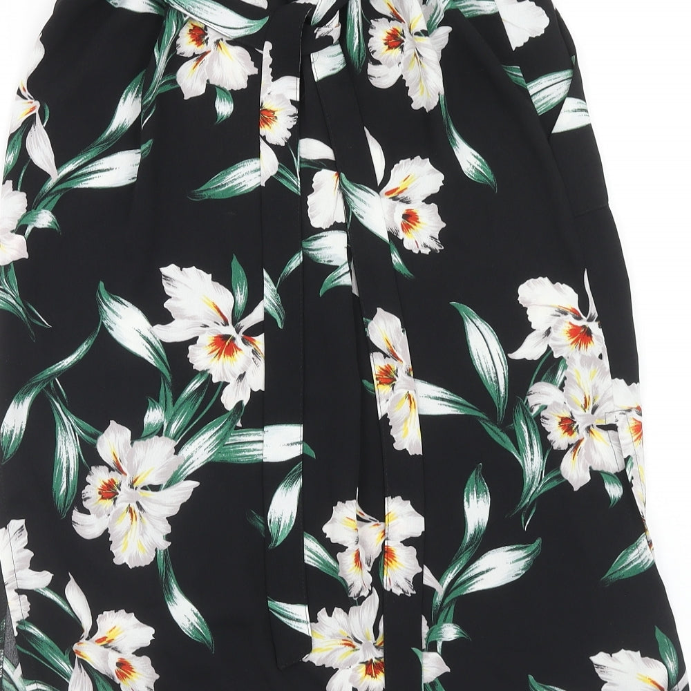 Dorothy Perkins Womens Black Floral Polyester Straight & Pencil Skirt Size 6