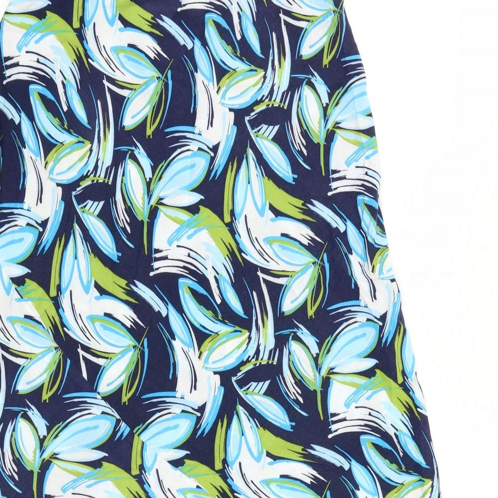 Bonmarché Womens Blue Geometric Viscose Swing Skirt Size 12