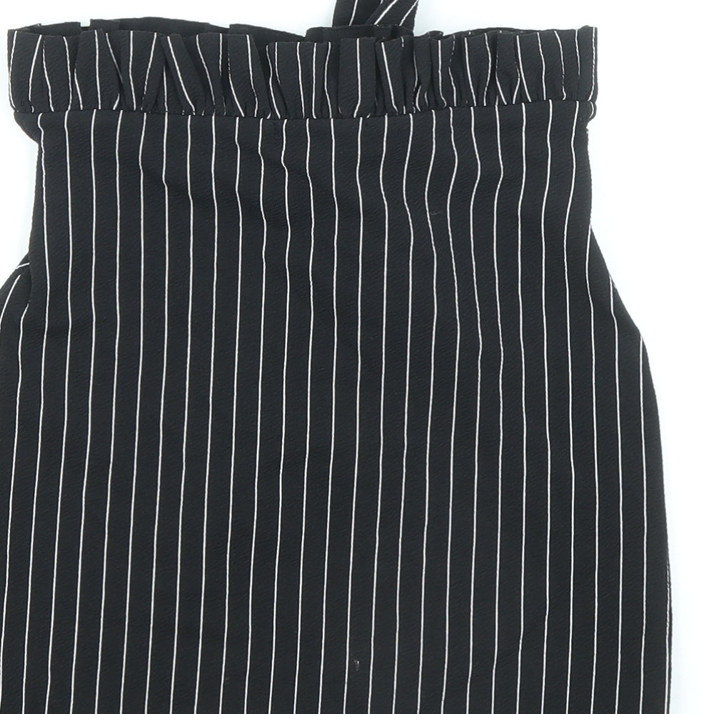 PRETTYLITTLETHING Womens Black Striped Polyester Straight & Pencil Skirt Size 4